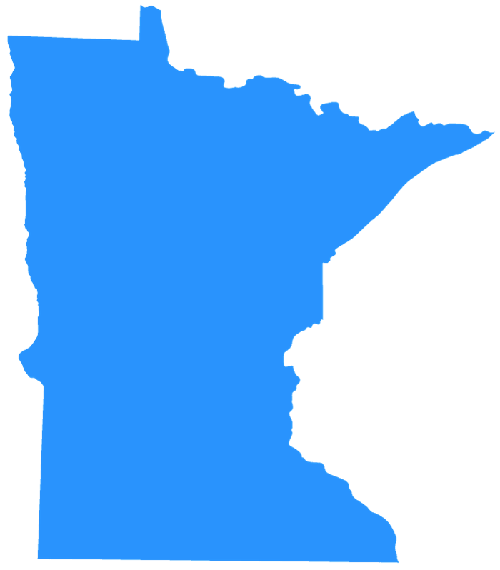 Sillhouette of Minnesota colored in blue
